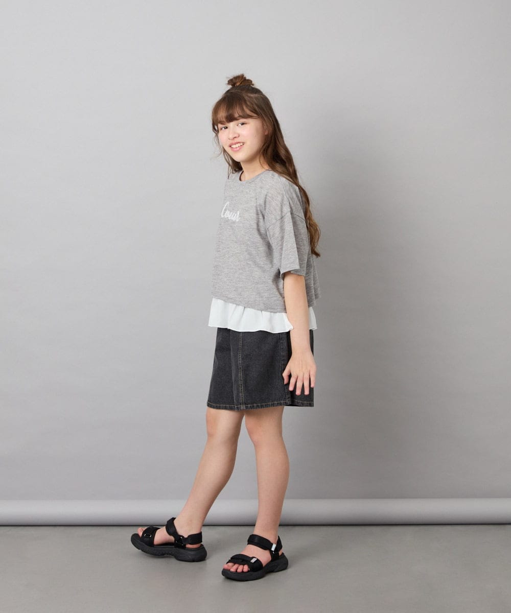 KJKHD76044 a.v.v KIDS(アー・ヴェ・ヴェ) [130-160]【冷感/UVカット】レイヤードシアーTセット ライトグレー