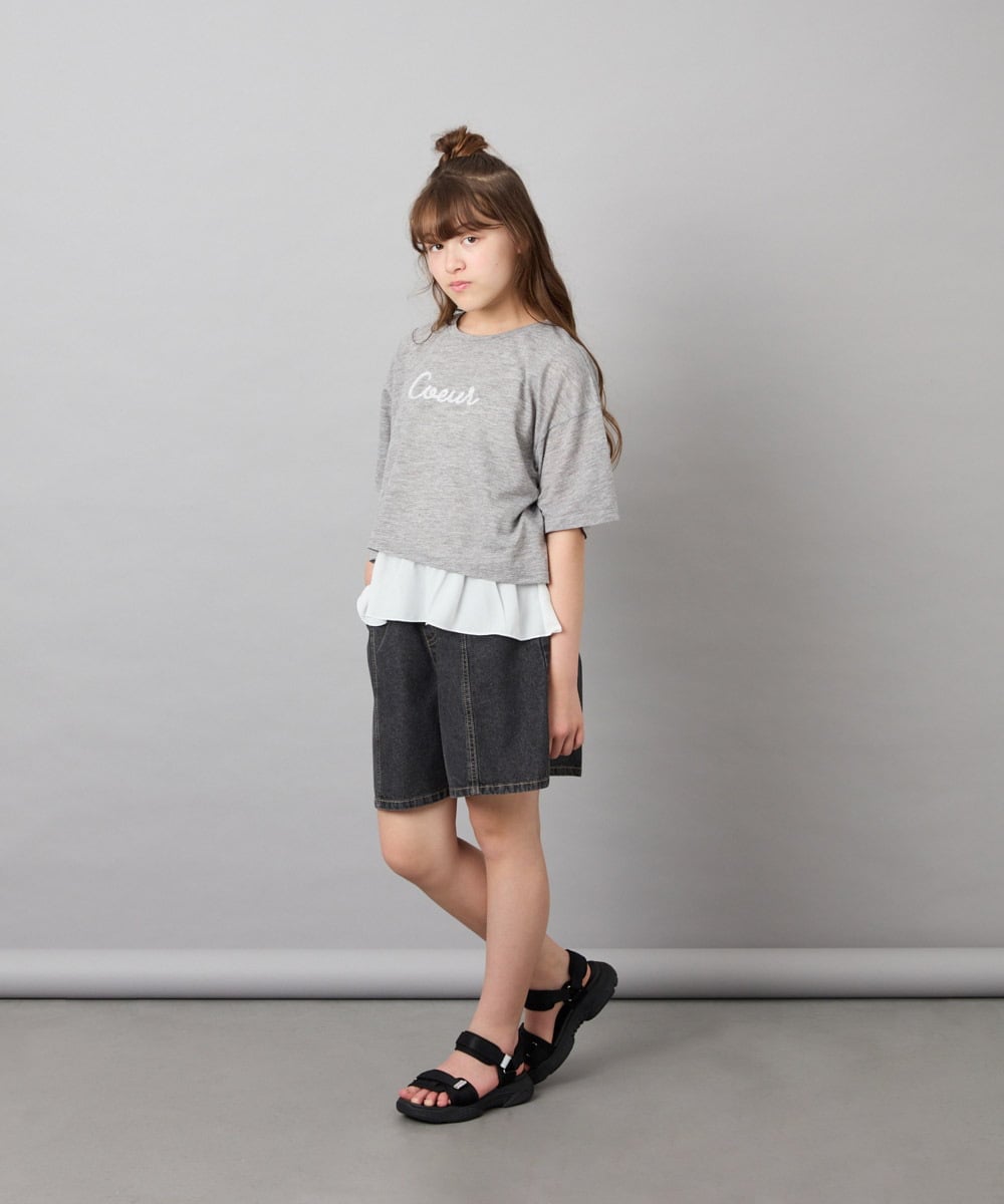 KJKHD76044 a.v.v KIDS(アー・ヴェ・ヴェ) [130-160]【冷感/UVカット】レイヤードシアーTセット ライトグレー