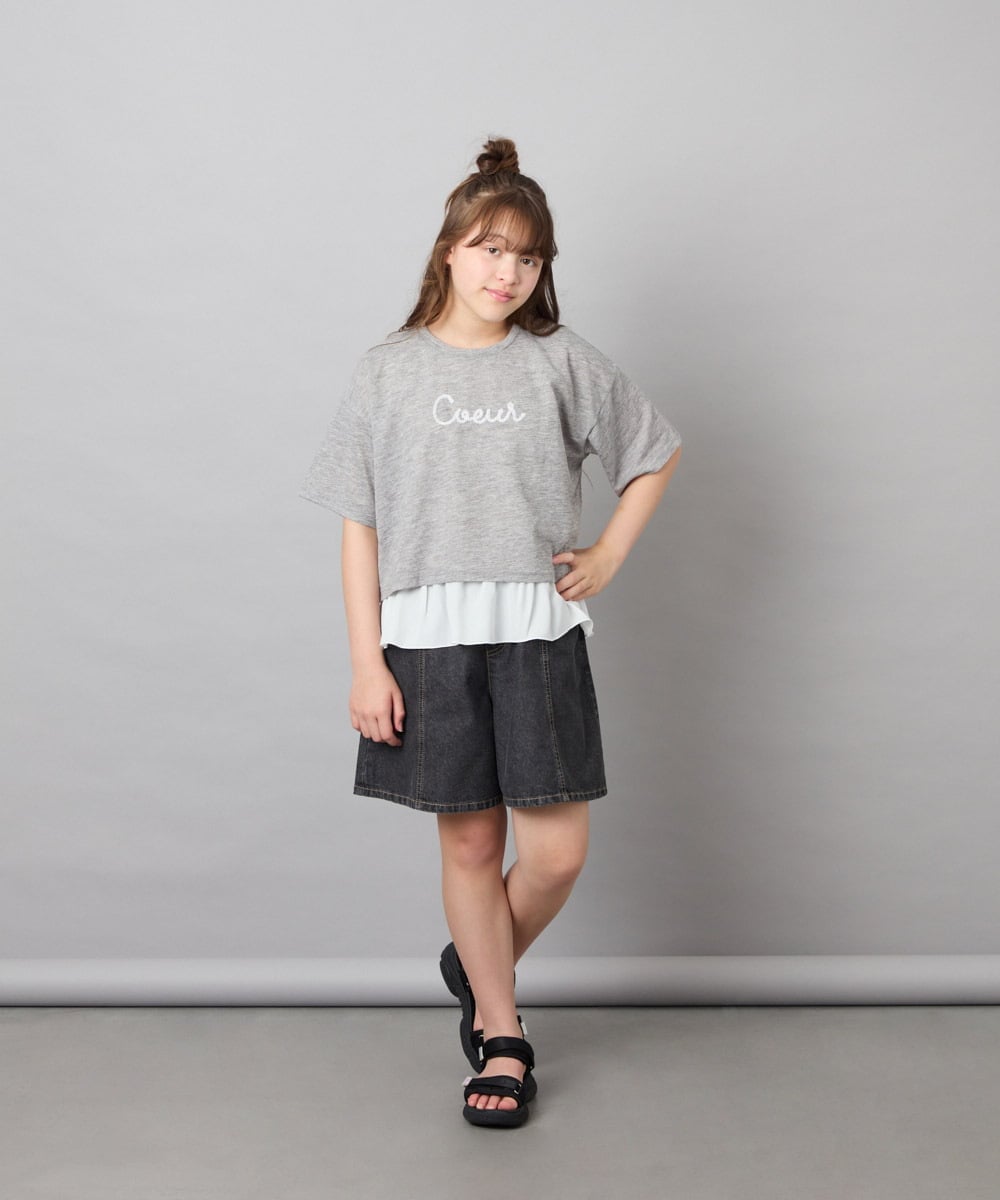 KJKHD76044 a.v.v KIDS(アー・ヴェ・ヴェ) [130-160]【冷感/UVカット】レイヤードシアーTセット ライトグレー