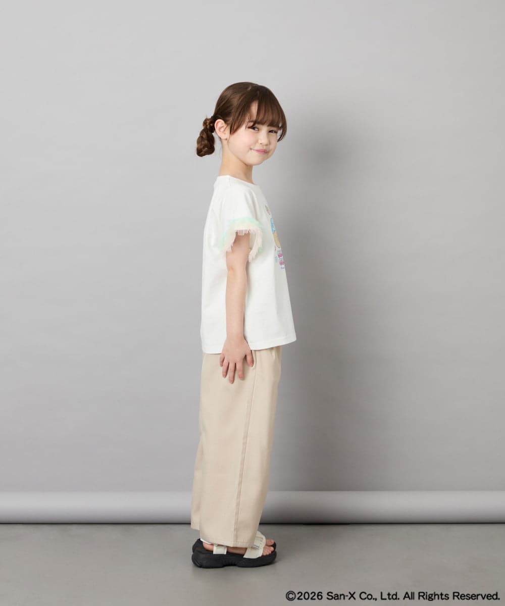KJKHD81035 a.v.v KIDS(アー・ヴェ・ヴェ) [110-140]すみっコぐらし袖チュールT ホワイト