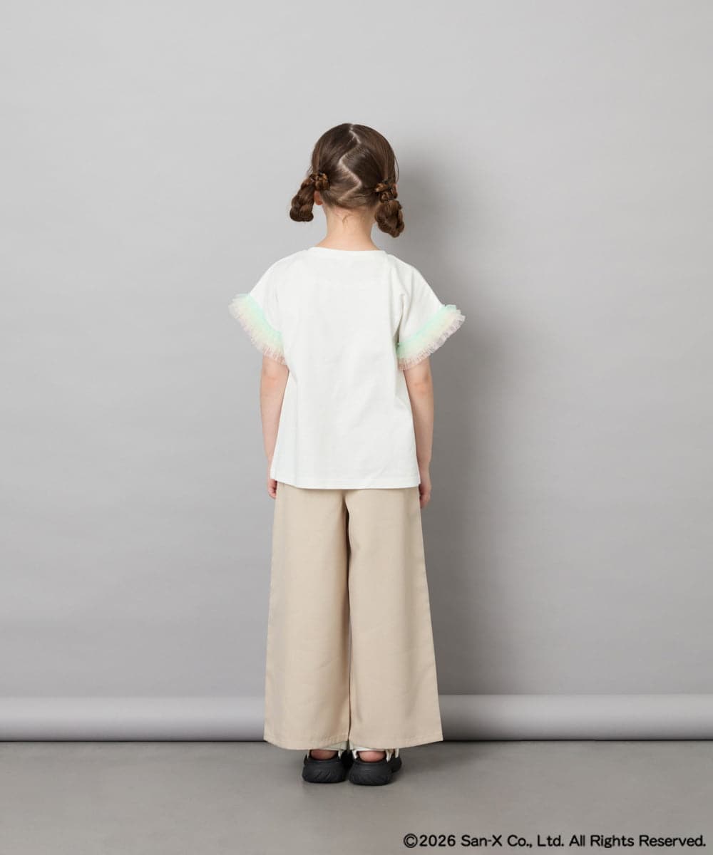 KJKHD81035 a.v.v KIDS(アー・ヴェ・ヴェ) [110-140]すみっコぐらし袖チュールT ホワイト