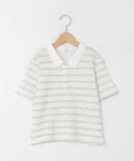 KJKHD83035 a.v.v KIDS(アー・ヴェ・ヴェ) [130-160]【ママとお揃いコーデが叶う】フリルボーダーポロシャツ アイボリー