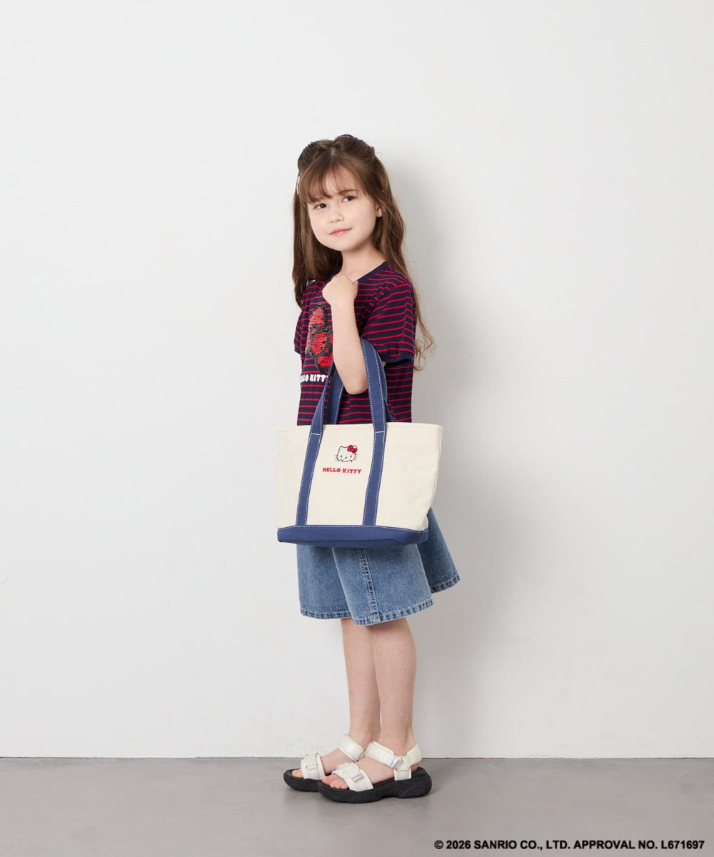 KJKHD85039 a.v.v KIDS(アー・ヴェ・ヴェ) [120-160]【サンリオ/ママとお揃いコーデが叶う】ハローキティTシャツ ネイビー