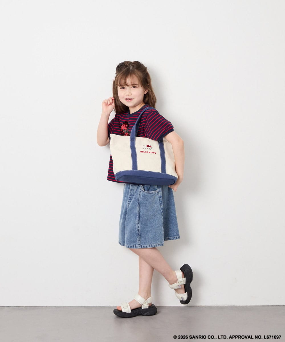 KJKHD85039 a.v.v KIDS(アー・ヴェ・ヴェ) [120-160]【サンリオ/ママとお揃いコーデが叶う】ハローキティTシャツ ネイビー