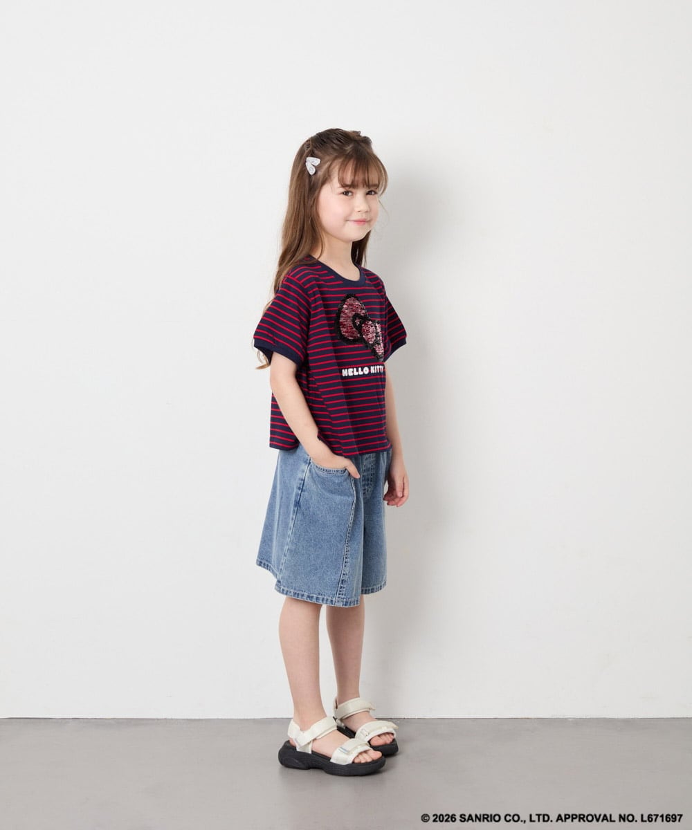 KJKHD85039 a.v.v KIDS(アー・ヴェ・ヴェ) [120-160]【サンリオ/ママとお揃いコーデが叶う】ハローキティTシャツ ネイビー