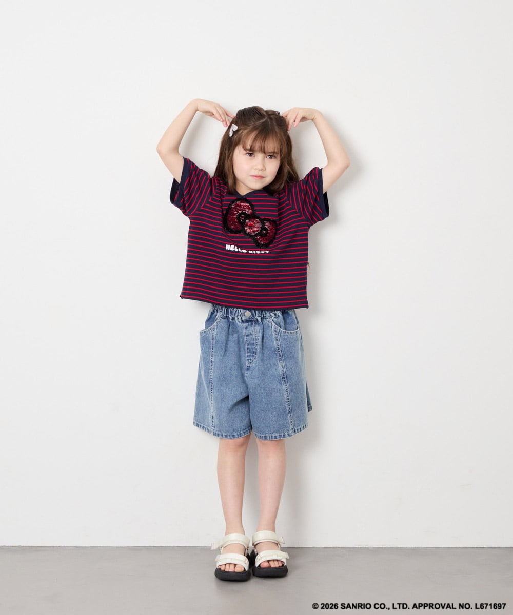 KJKHD85039 a.v.v KIDS(アー・ヴェ・ヴェ) [120-160]【サンリオ/ママとお揃いコーデが叶う】ハローキティTシャツ ネイビー