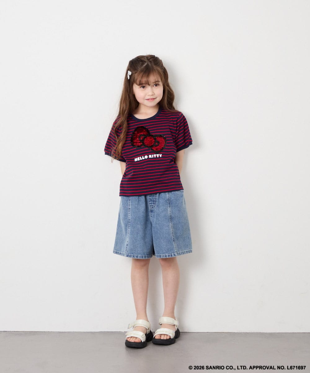 KJKHD85039 a.v.v KIDS(アー・ヴェ・ヴェ) [120-160]【サンリオ/ママとお揃いコーデが叶う】ハローキティTシャツ ネイビー