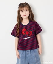 KJKHD85039 a.v.v KIDS(アー・ヴェ・ヴェ) [120-160]【サンリオ/ママとお揃いコーデが叶う】ハローキティTシャツ ネイビー