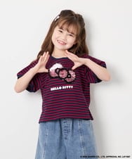 KJKHD85039 a.v.v KIDS(アー・ヴェ・ヴェ) [120-160]【サンリオ/ママとお揃いコーデが叶う】ハローキティTシャツ ネイビー