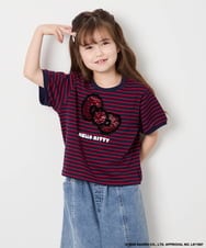 KJKHD85039 a.v.v KIDS(アー・ヴェ・ヴェ) [120-160]【サンリオ/ママとお揃いコーデが叶う】ハローキティTシャツ ネイビー
