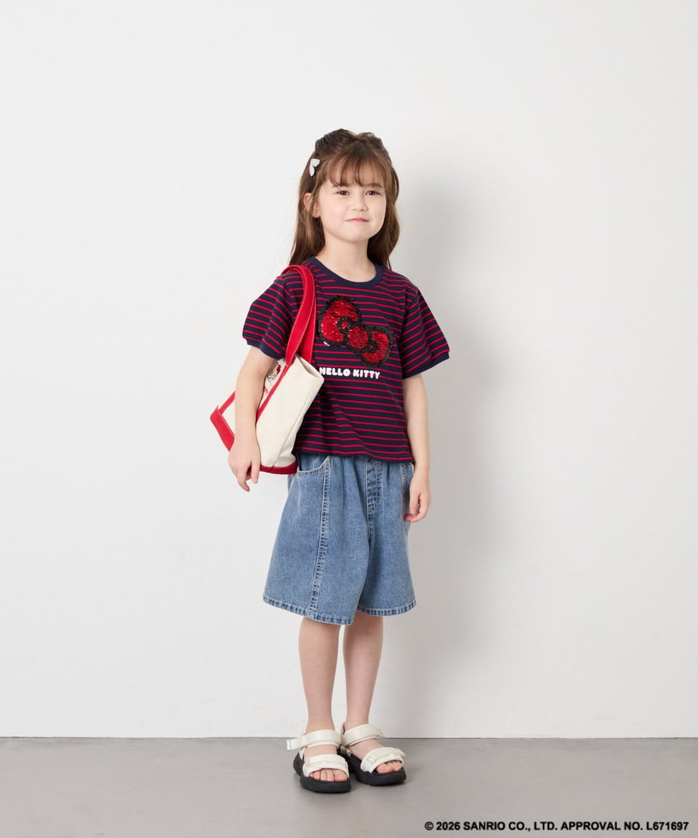 KJKHD85039 a.v.v KIDS(アー・ヴェ・ヴェ) [120-160]【サンリオ/ママとお揃いコーデが叶う】ハローキティTシャツ ネイビー