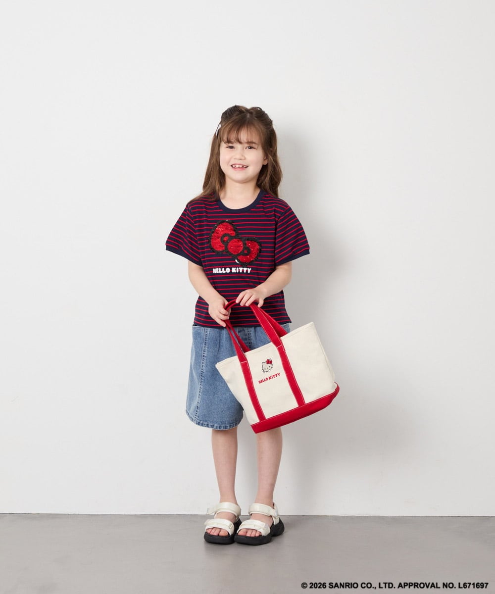 KJKHD85039 a.v.v KIDS(アー・ヴェ・ヴェ) [120-160]【サンリオ/ママとお揃いコーデが叶う】ハローキティTシャツ ネイビー