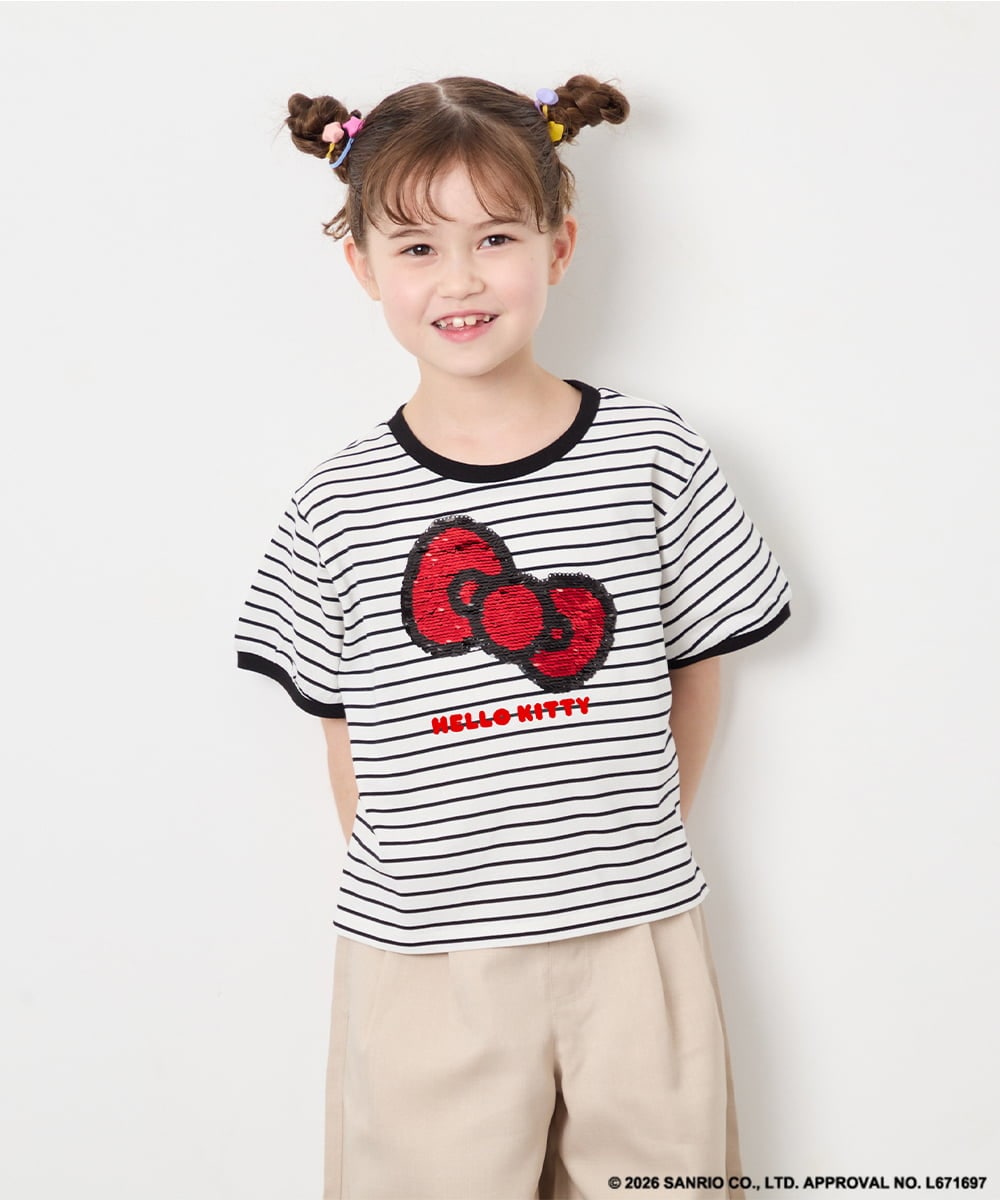 KJKHD85039 a.v.v KIDS(アー・ヴェ・ヴェ) [120-160]【サンリオ/ママとお揃いコーデが叶う】ハローキティTシャツ アイボリー