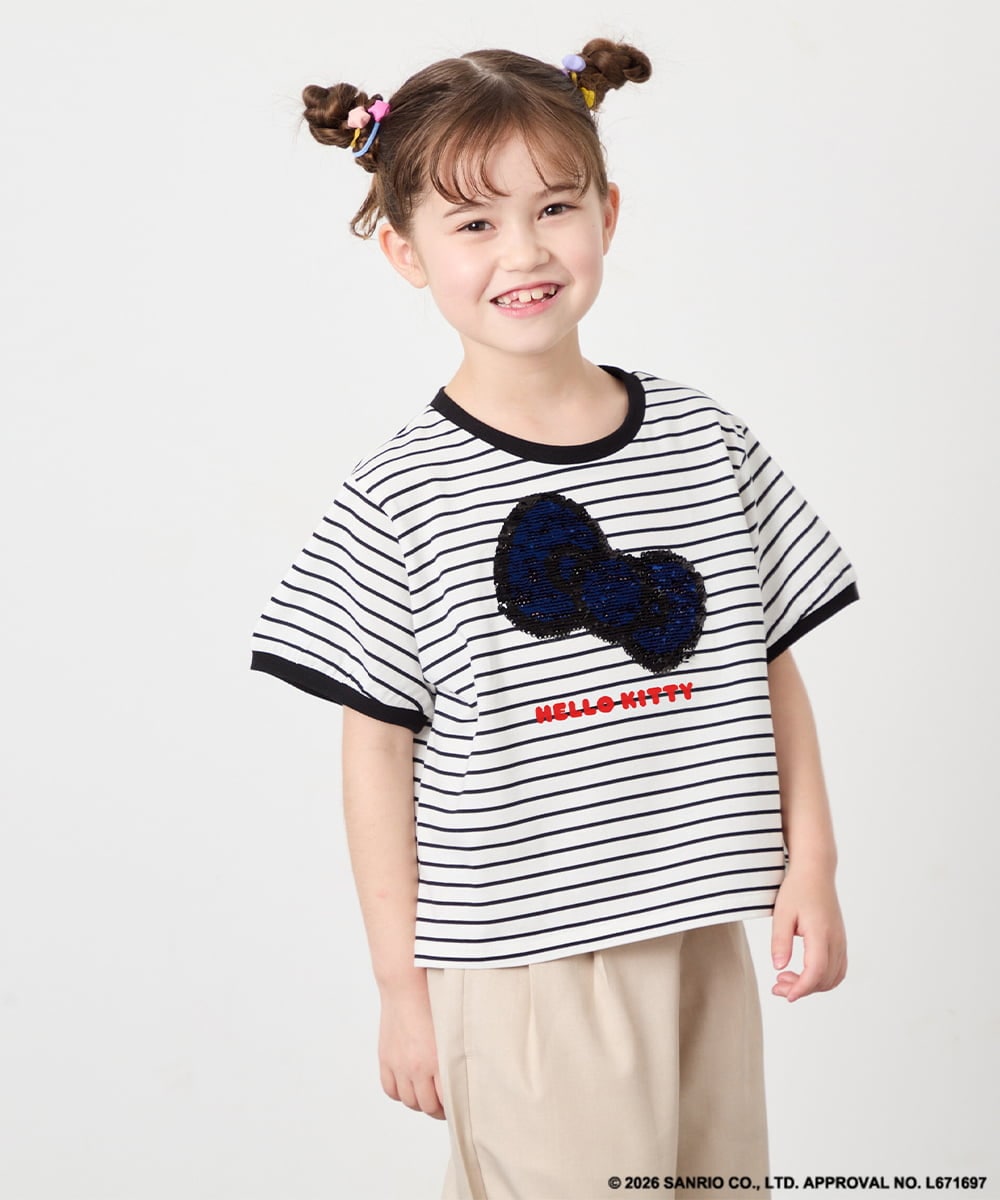 KJKHD85039 a.v.v KIDS(アー・ヴェ・ヴェ) [120-160]【サンリオ/ママとお揃いコーデが叶う】ハローキティTシャツ アイボリー