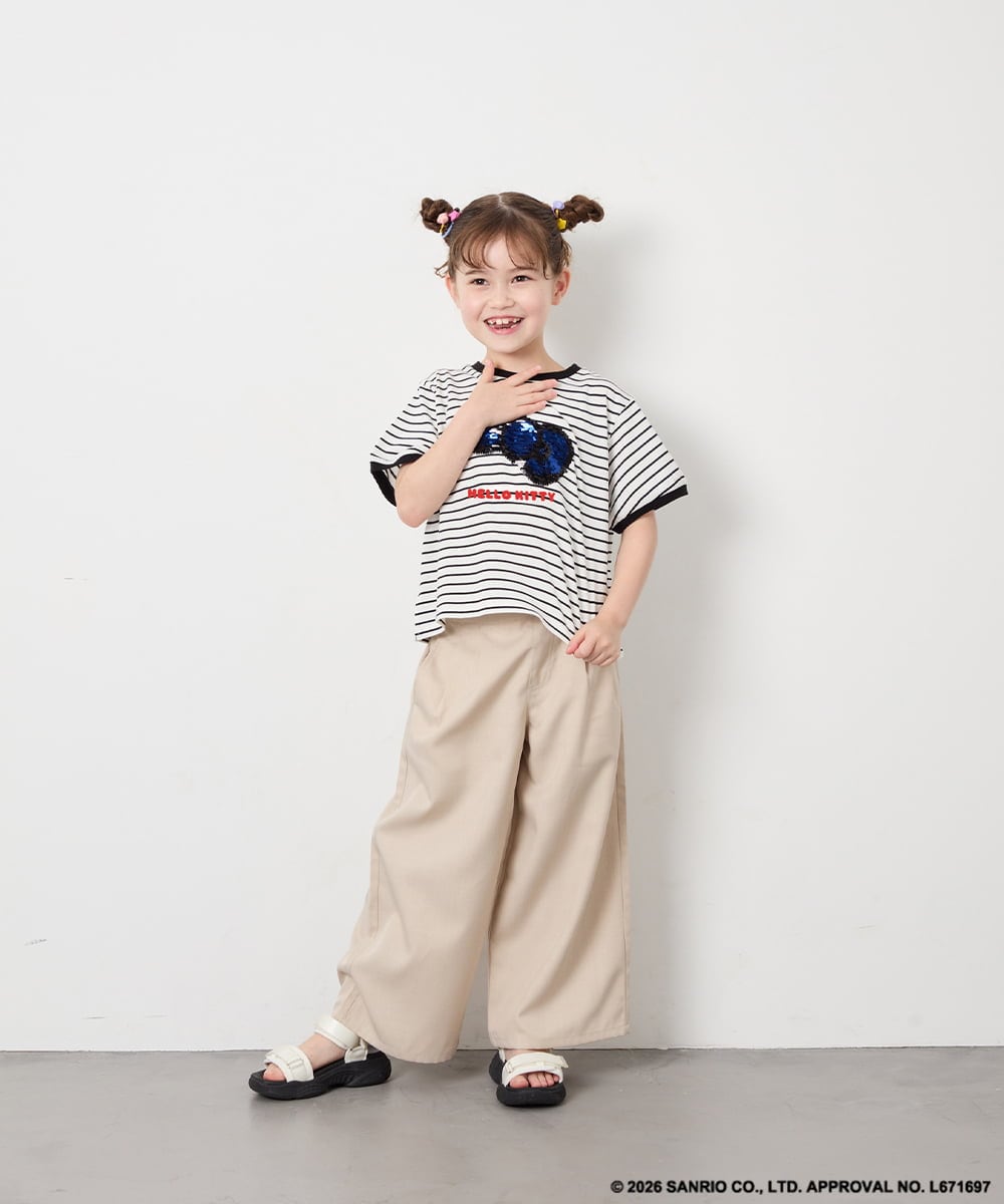 KJKHD85039 a.v.v KIDS(アー・ヴェ・ヴェ) [120-160]【サンリオ/ママとお揃いコーデが叶う】ハローキティTシャツ アイボリー