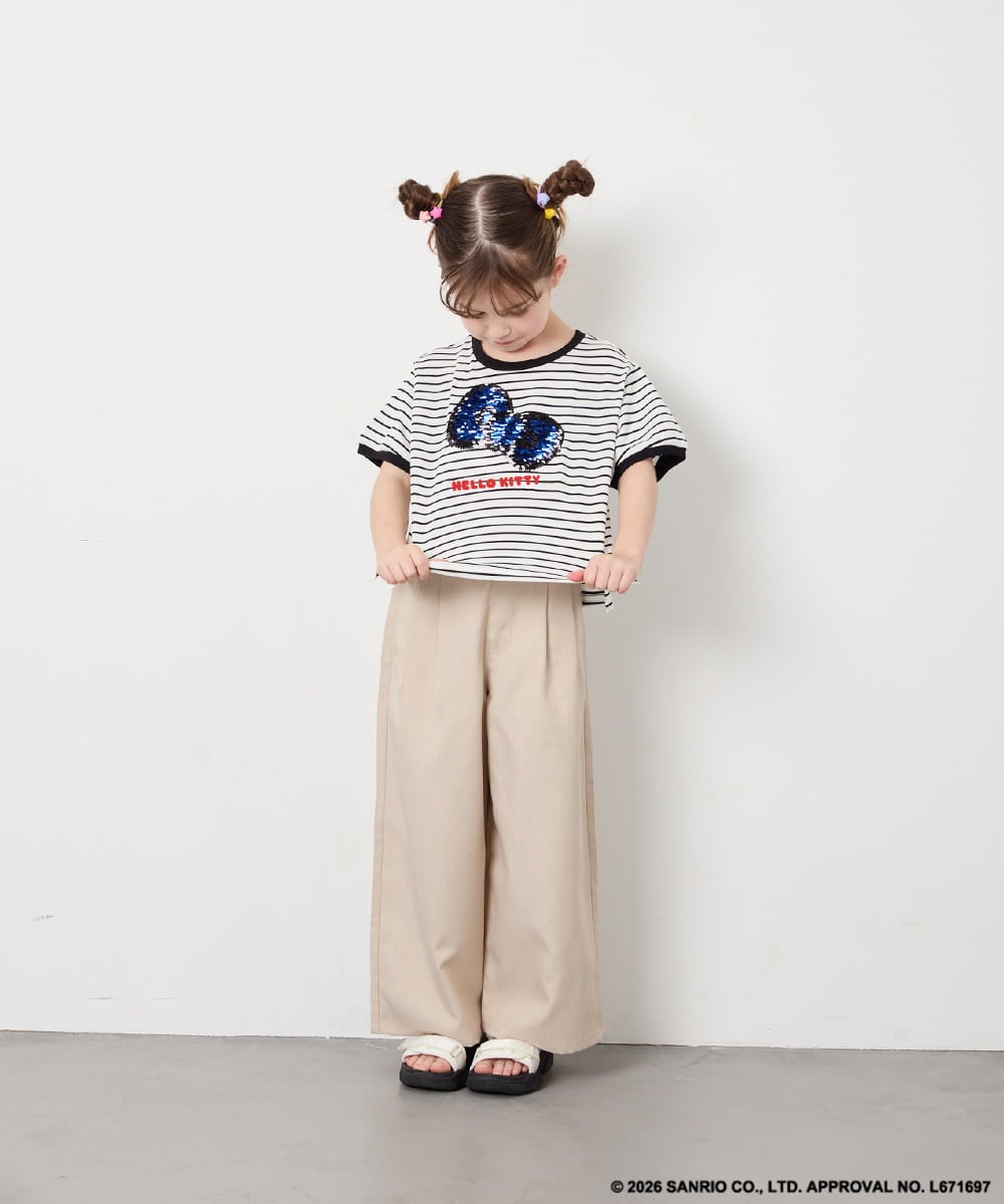 KJKHD85039 a.v.v KIDS(アー・ヴェ・ヴェ) [120-160]【サンリオ/ママとお揃いコーデが叶う】ハローキティTシャツ アイボリー