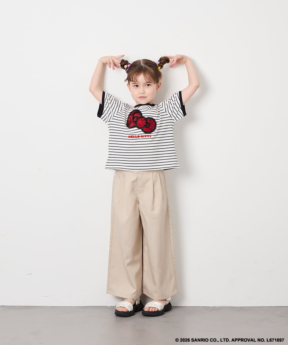 KJKHD85039 a.v.v KIDS(アー・ヴェ・ヴェ) [120-160]【サンリオ/ママとお揃いコーデが叶う】ハローキティTシャツ アイボリー