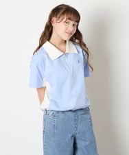 KJKHD90035 a.v.v KIDS(アー・ヴェ・ヴェ) [140-150]【男女兼用】襟付きバイカラーハーフジップ ライトブルー
