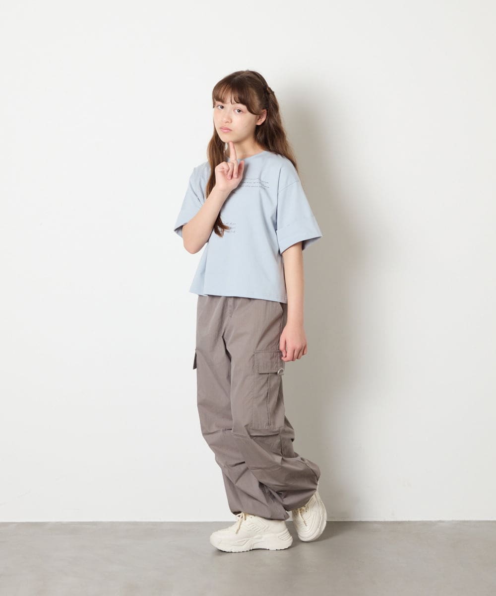 KJKHD91029 a.v.v KIDS(アー・ヴェ・ヴェ) [140-150]【男女兼用】袖ロールアップオーバーT ライトブルー