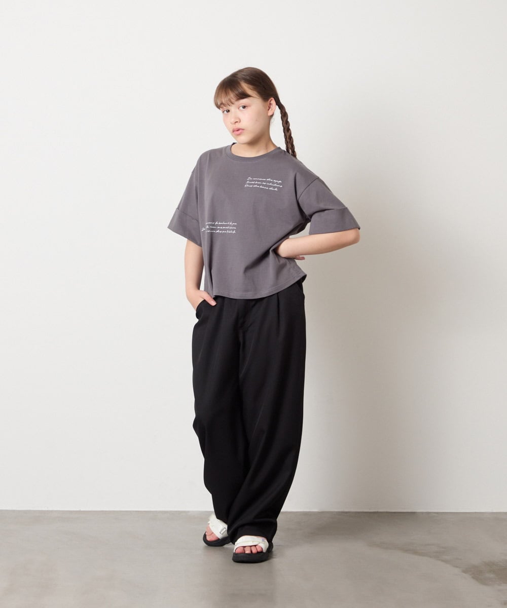 KJKHD91029 a.v.v KIDS(アー・ヴェ・ヴェ) [140-150]【男女兼用】袖ロールアップオーバーT ダークグレー