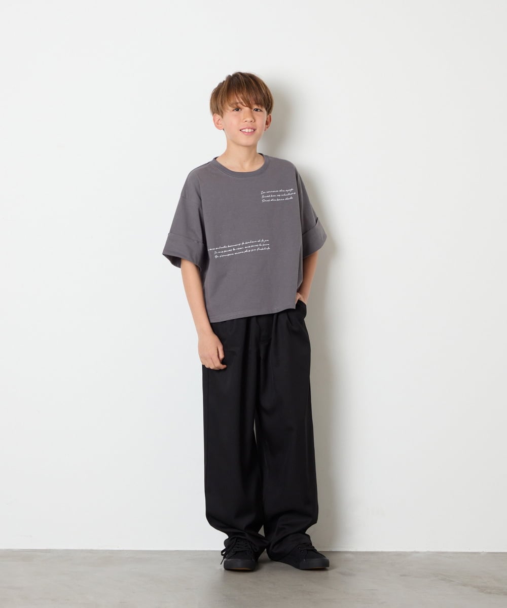 KJKHD91029 a.v.v KIDS(アー・ヴェ・ヴェ) [140-150]【男女兼用】袖ロールアップオーバーT ダークグレー