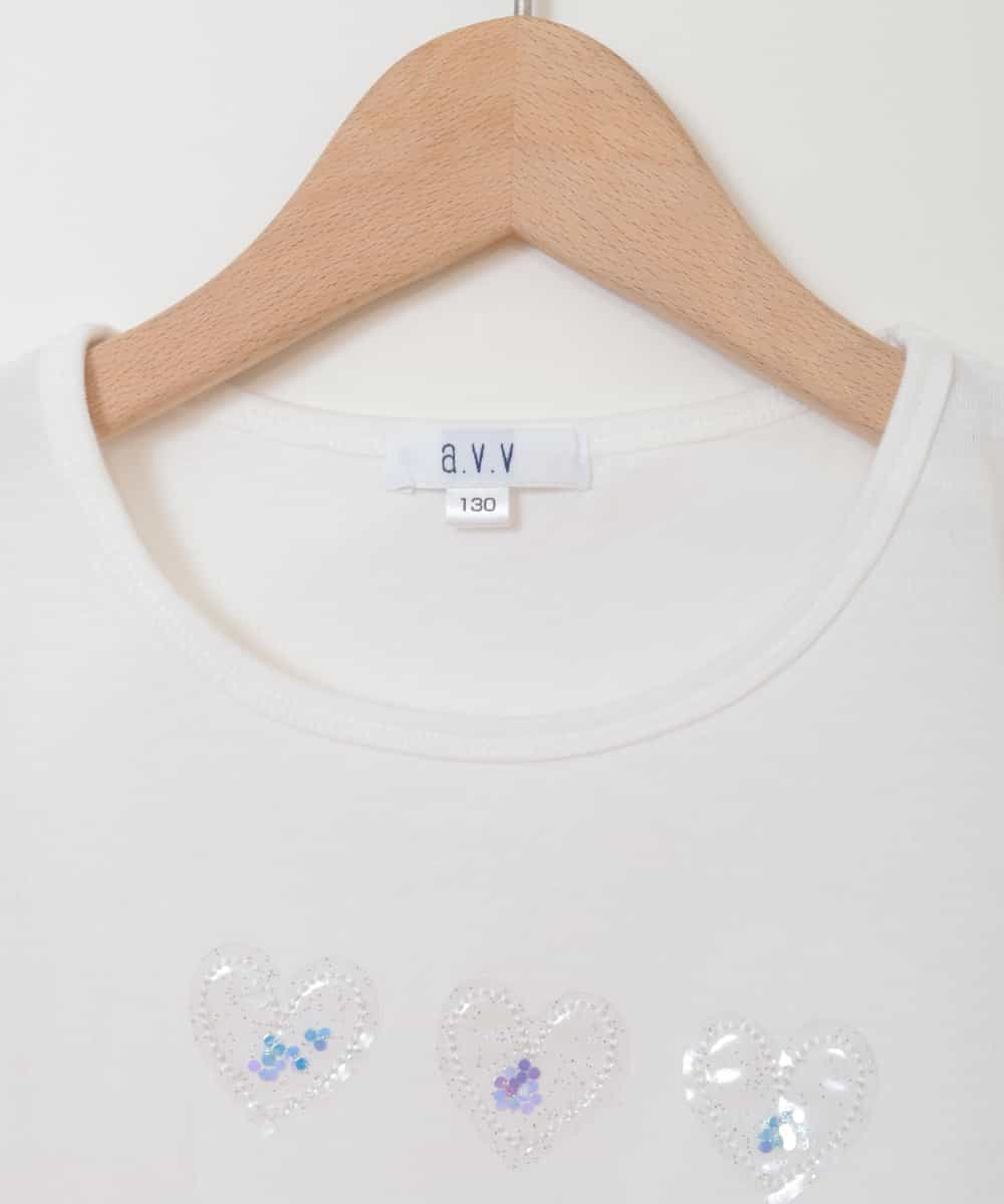 KJKHJ45019 a.v.v KIDS(アー・ヴェ・ヴェ) [100-130]ビニールアップリケＴシャツ[WEB限定サイズ] ホワイト