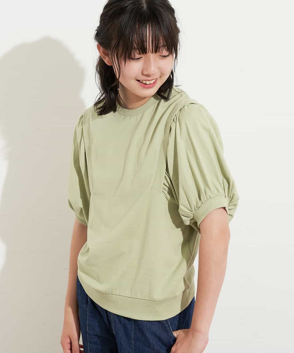 KJKHM01024 a.v.v KIDS(アー・ヴェ・ヴェ) [100-130]ボリュームパフスリーブカットソー ホワイト