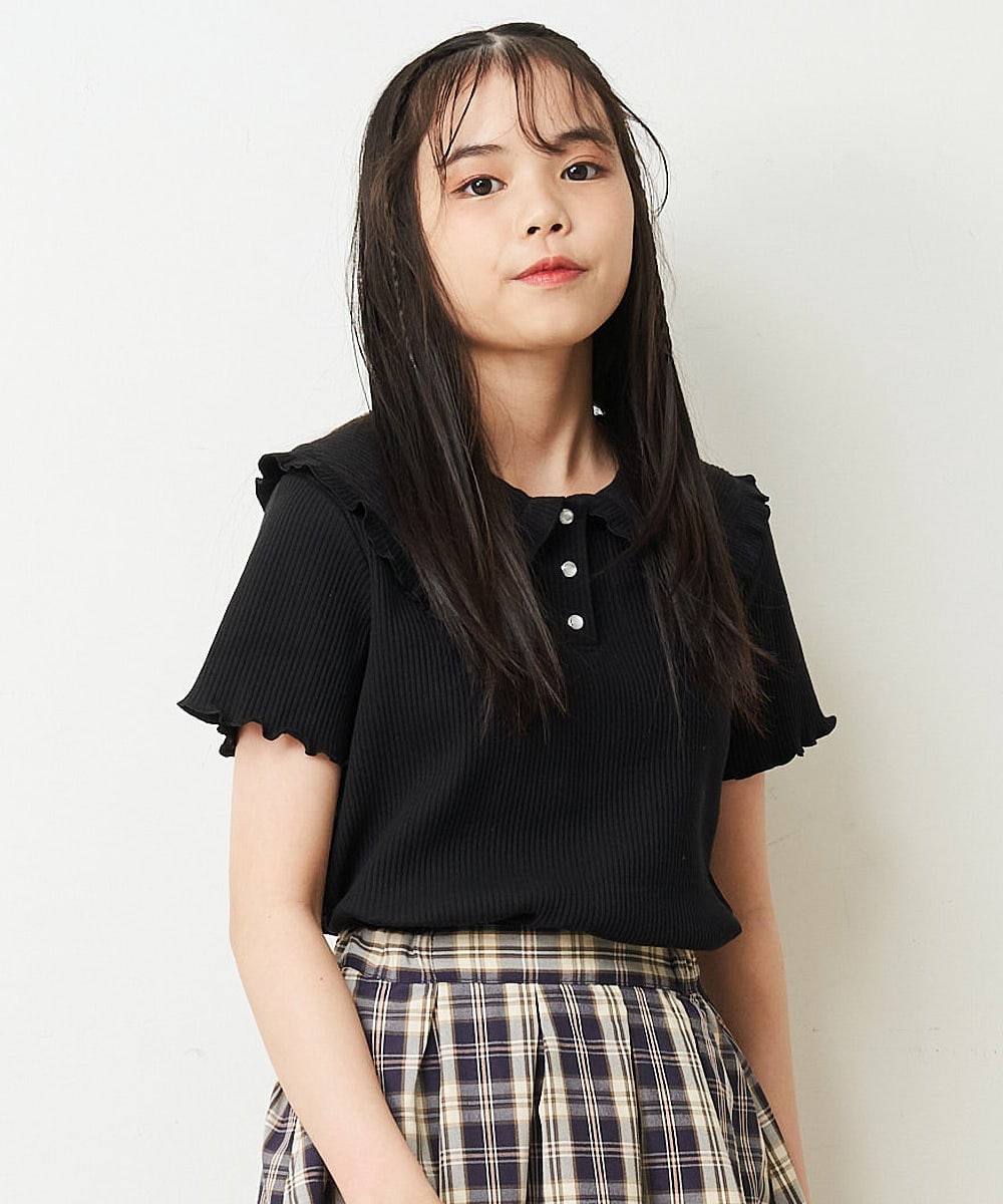 KJKHP22024 a.v.v KIDS(アー・ヴェ・ヴェ) [100-130]襟付きメローフリルカットソー ホワイト
