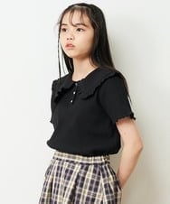 KJKHP22024 a.v.v KIDS(アー・ヴェ・ヴェ) [100-130]襟付きメローフリルカットソー ホワイト