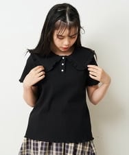 KJKHP22024 a.v.v KIDS(アー・ヴェ・ヴェ) [100-130]襟付きメローフリルカットソー ホワイト