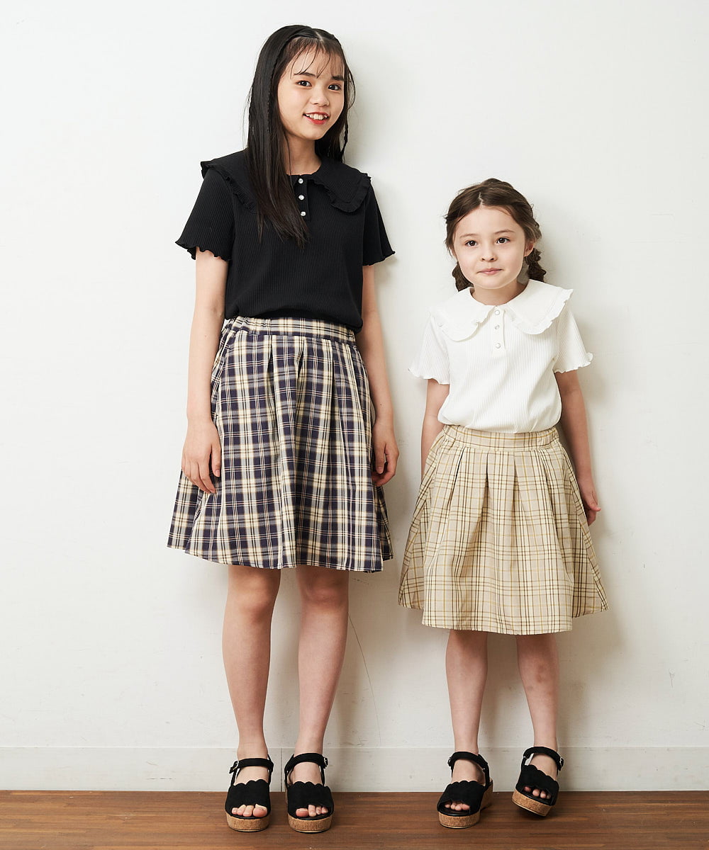 KJKHP22024 a.v.v KIDS(アー・ヴェ・ヴェ) [100-130]襟付きメローフリルカットソー ホワイト