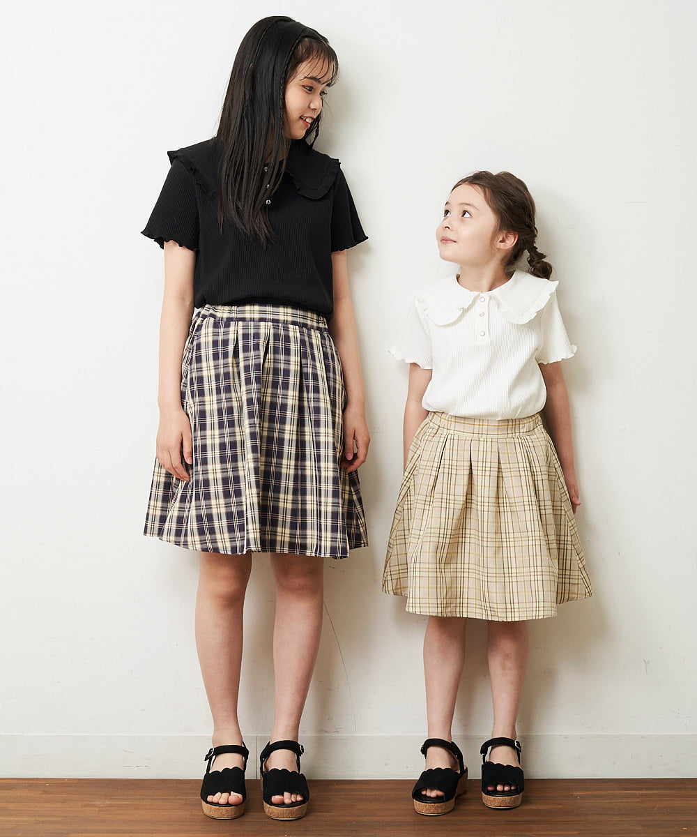 KJKHP22024 a.v.v KIDS(アー・ヴェ・ヴェ) [100-130]襟付きメローフリルカットソー ホワイト
