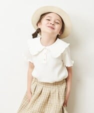 KJKHP22024 a.v.v KIDS(アー・ヴェ・ヴェ) [100-130]襟付きメローフリルカットソー ホワイト