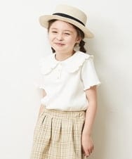 KJKHP22024 a.v.v KIDS(アー・ヴェ・ヴェ) [100-130]襟付きメローフリルカットソー ホワイト