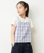 KJKHP26024 a.v.v KIDS(アー・ヴェ・ヴェ) [100-130]【セットアップ対応】チェックキャミソールドッキングカットソー ブルーチェック