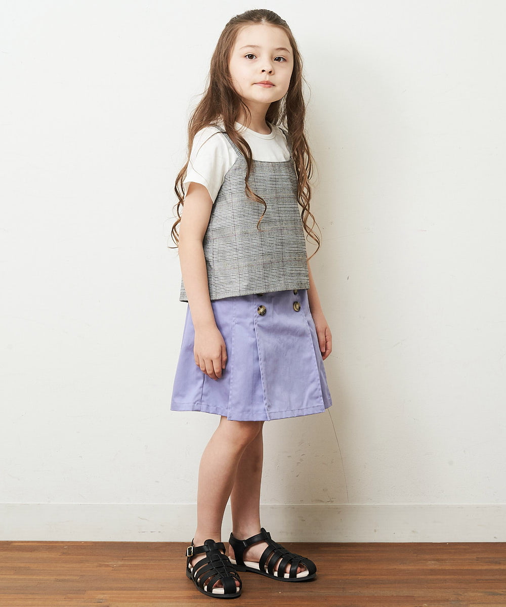 KJKHP26024 a.v.v KIDS(アー・ヴェ・ヴェ) [100-130]【セットアップ対応】チェックキャミソールドッキングカットソー グレンチェック