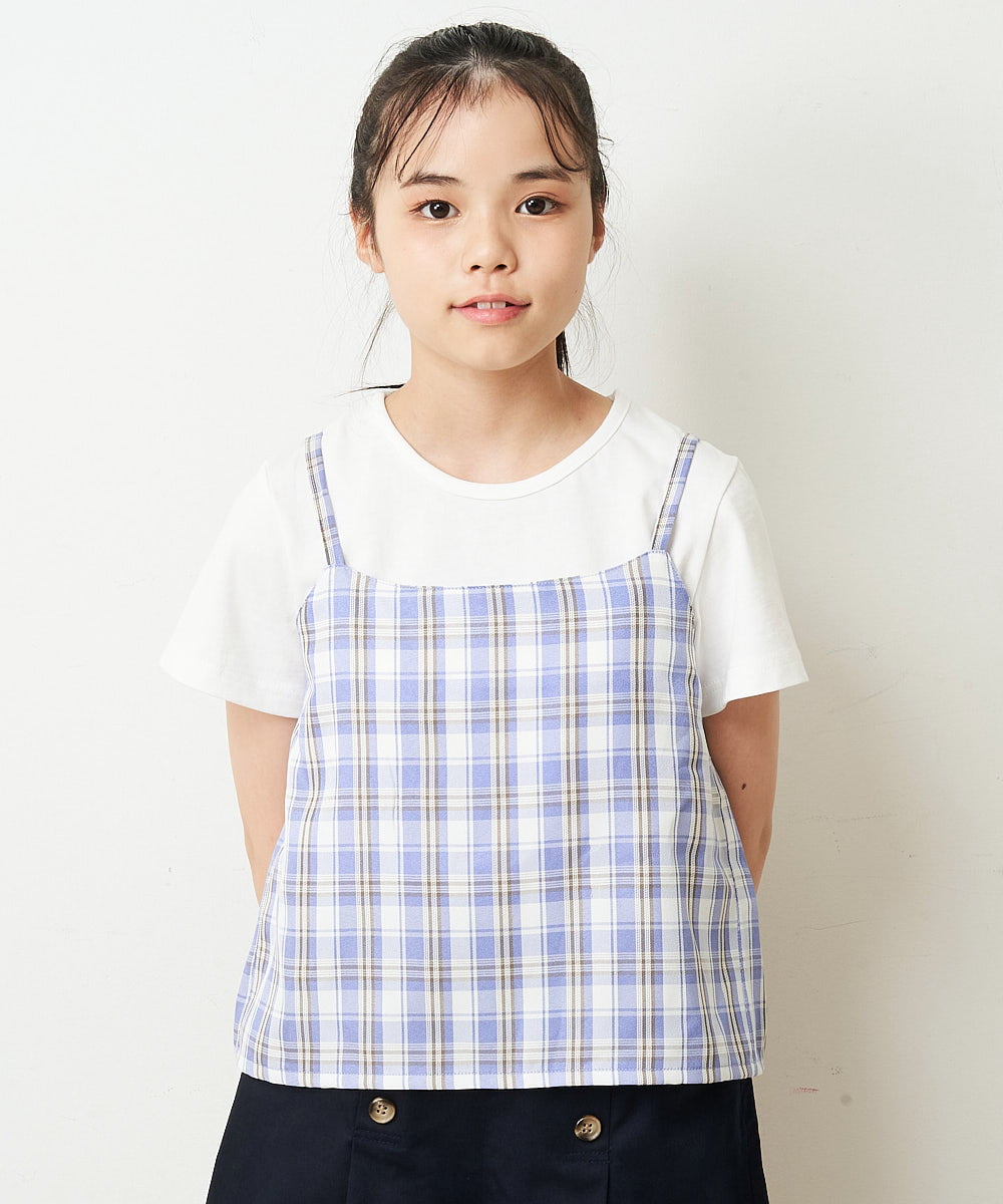 KJKHP26024 a.v.v KIDS(アー・ヴェ・ヴェ) [100-130]【セットアップ対応】チェックキャミソールドッキングカットソー グレンチェック