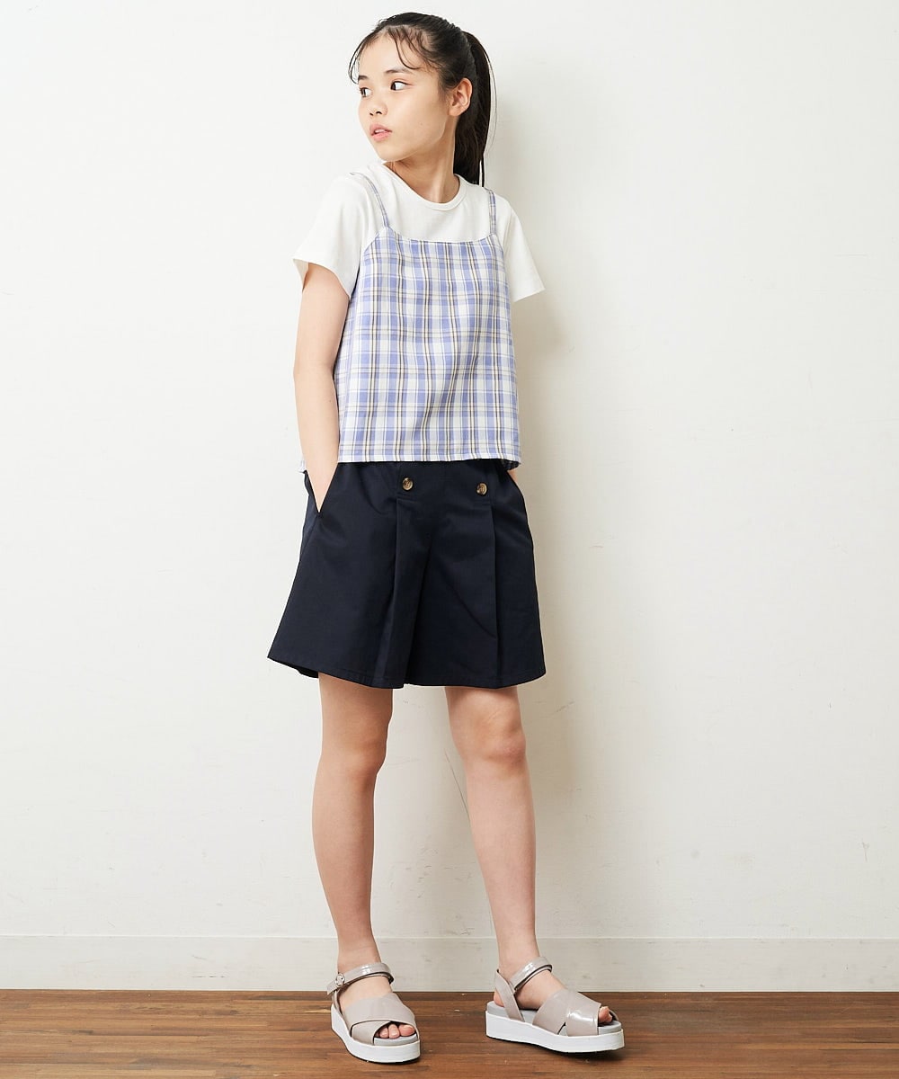 KJKHP26024 a.v.v KIDS(アー・ヴェ・ヴェ) [100-130]【セットアップ対応】チェックキャミソールドッキングカットソー グレンチェック