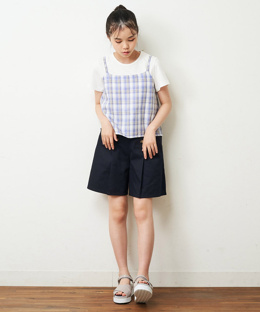 KJKHP26024 a.v.v KIDS(アー・ヴェ・ヴェ) [100-130]【セットアップ対応】チェックキャミソールドッキングカットソー グレンチェック