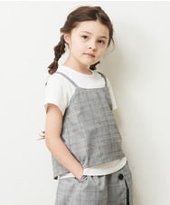 KJKHP26024 a.v.v KIDS(アー・ヴェ・ヴェ) [100-130]【セットアップ対応】チェックキャミソールドッキングカットソー グレンチェック