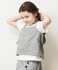 KJKHP26024 a.v.v KIDS(アー・ヴェ・ヴェ) [100-130]【セットアップ対応】チェックキャミソールドッキングカットソー グレンチェック