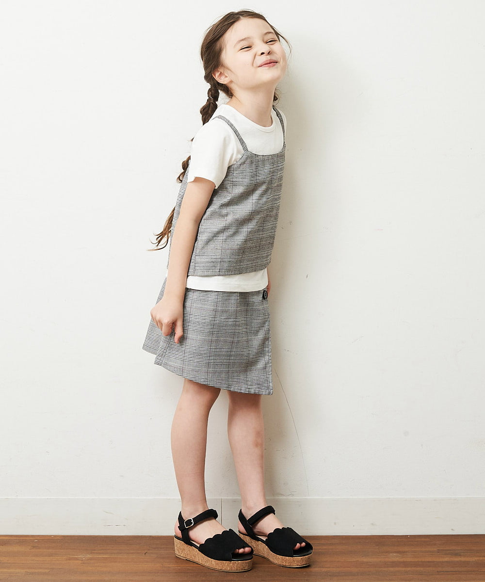 KJKHP26024 a.v.v KIDS(アー・ヴェ・ヴェ) [100-130]【セットアップ対応】チェックキャミソールドッキングカットソー グレンチェック