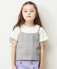 KJKHP26024 a.v.v KIDS(アー・ヴェ・ヴェ) [100-130]【セットアップ対応】チェックキャミソールドッキングカットソー グレンチェック