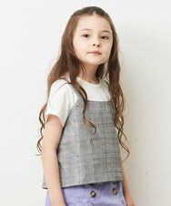 KJKHP26024 a.v.v KIDS(アー・ヴェ・ヴェ) [100-130]【セットアップ対応】チェックキャミソールドッキングカットソー グレンチェック