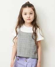 KJKHP26024 a.v.v KIDS(アー・ヴェ・ヴェ) [100-130]【セットアップ対応】チェックキャミソールドッキングカットソー グレンチェック