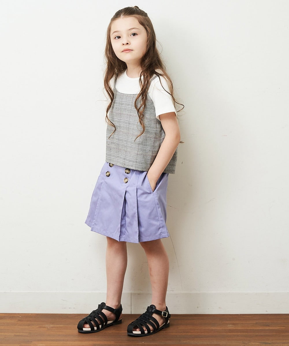KJKHP26024 a.v.v KIDS(アー・ヴェ・ヴェ) [100-130]【セットアップ対応】チェックキャミソールドッキングカットソー グレンチェック