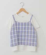 KJKHP26024 a.v.v KIDS(アー・ヴェ・ヴェ) [100-130]【セットアップ対応】チェックキャミソールドッキングカットソー ブルーチェック