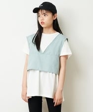 KJKHP27029 a.v.v KIDS(アー・ヴェ・ヴェ) [100-130]【2点セット/セットアップ対応】バックリボンビスチェカットソーセット ミント