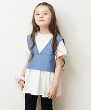 KJKHP27029 a.v.v KIDS(アー・ヴェ・ヴェ) [100-130]【2点セット/セットアップ対応】バックリボンビスチェカットソーセット ブルー