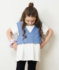 KJKHP27029 a.v.v KIDS(アー・ヴェ・ヴェ) [100-130]【2点セット/セットアップ対応】バックリボンビスチェカットソーセット ブルー